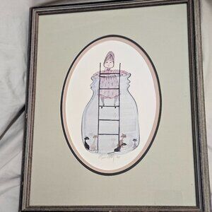 P. Buckley Moss Framed Cats in Jar Print Signed and Numbered 295/1000